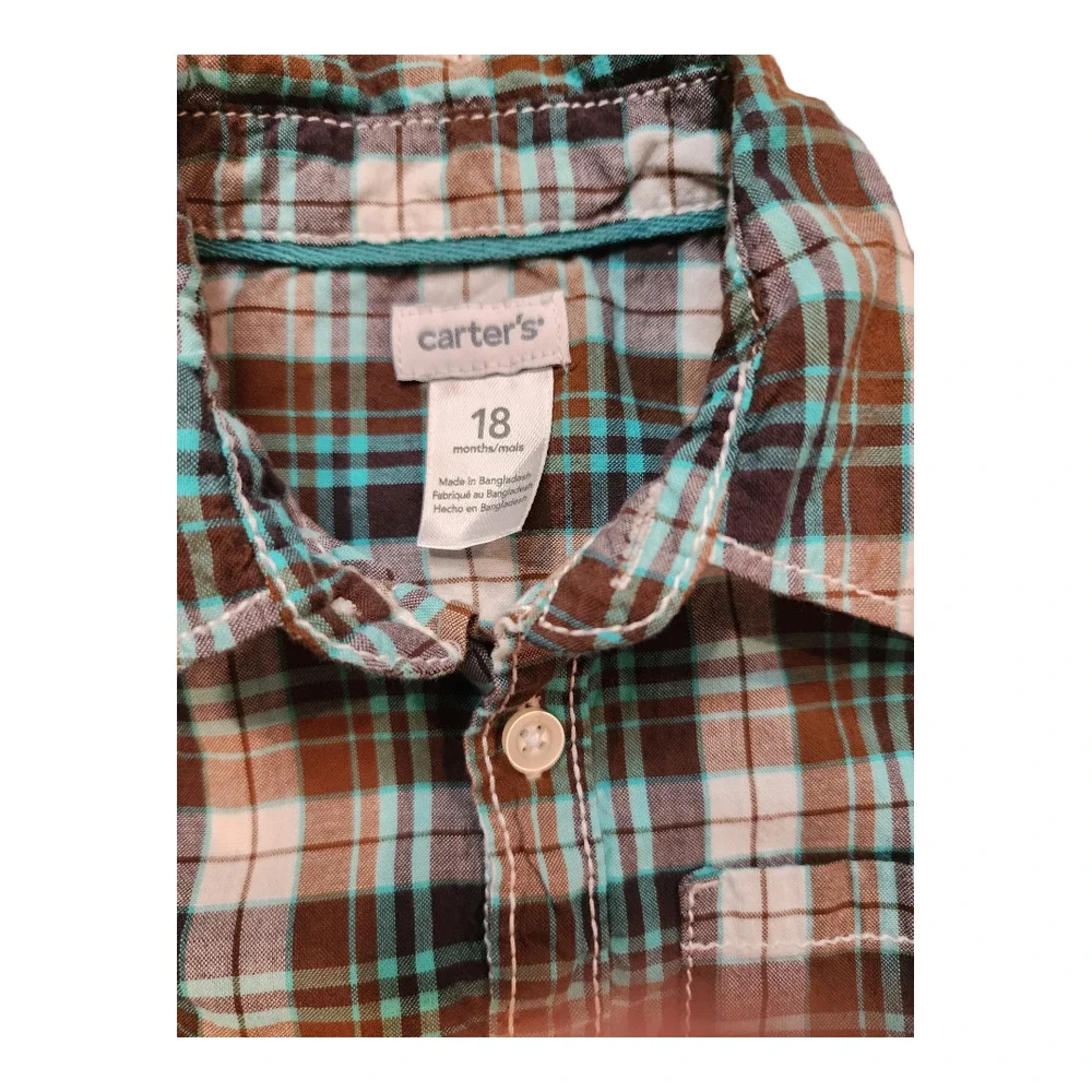 Carter's Toddler Boy Plaid Button Down Shirt 18M